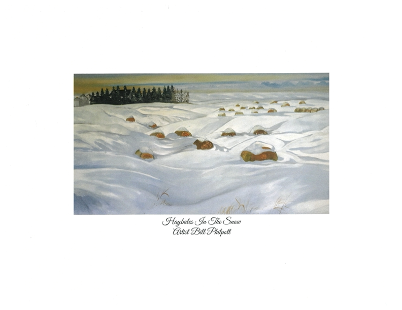 Haybales In The Snow - Digital Print